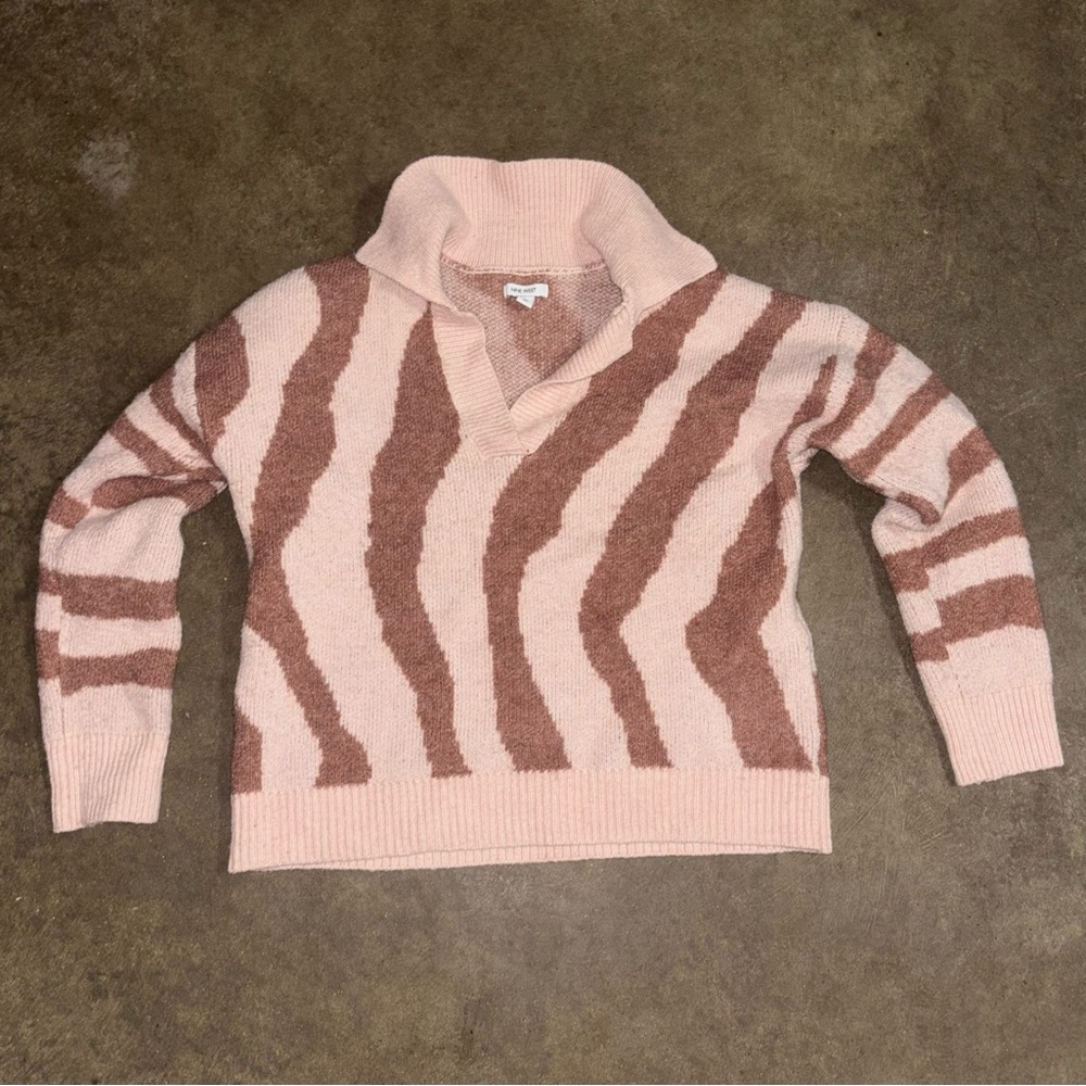 Nine West Crème and Brown Cowl Neck Sweater